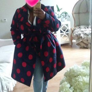 Modcloth Intelligent Around Town Polka Dot Coat 2X
